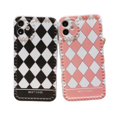 China Luxury Design Shockproof TPU Plaid Heart Pattern Soft Phone Case For OPPO R11 A15S Reno 6 for sale