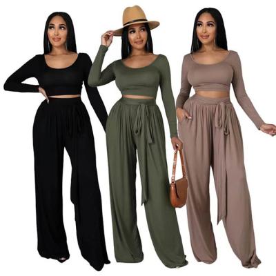 China 2022 QUICK DRY new style sheath long two piece set loose pants for women summer clothes elegant solid color backless dress for sale