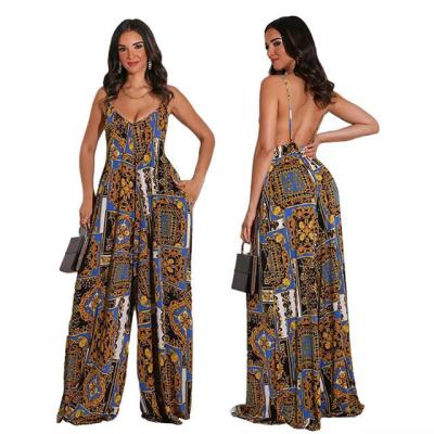 China Two Piece Sets Flora Printing Women Clothes Ladies Backless Strapless Casual Loose Dress Sexy Wholesale Viable Overalls for sale