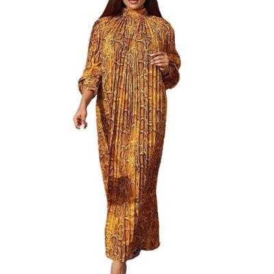 China Independent Dry Cleaning Women Wear Station Printed Plus Size Dress Pleated African European Plus Size Summer Elegant Sexy Dress for sale