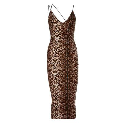 China New Arrival Anti-static Women Leopard Dress Lady Sexy Backless Summer Sleeveless Wild Dress for sale