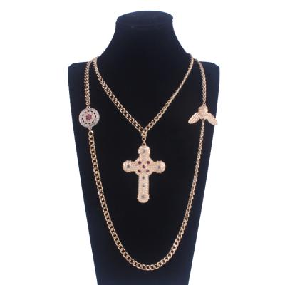 China Custom New Angel Women Gold Wings Festivalcross Necklace Infinity Cross Acrylic Diamond Necklace Silver Gold for sale