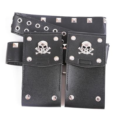 China ALLOY Mens Punk Rock Biker Leather Belt Metal Studded Skull Gun Holster Pouch for sale