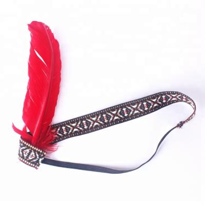 China Halloween feathers ornaments carnival fancy women indian red feather headdress flapper feather headband for sale