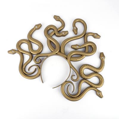 China Plastic Medusa Greek Goddness Gold Serpent Headpiece Headband Halloween Costume Accessory for sale