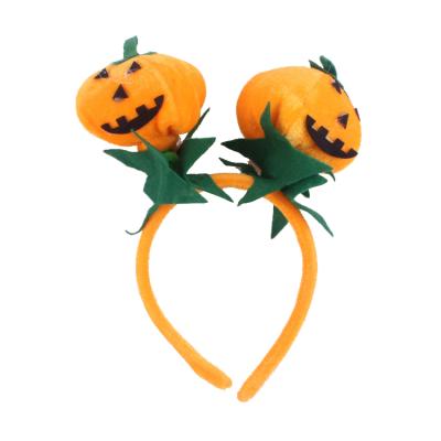 China Halloween Festival Pumpkin Headband Halloween Party Prop Yellow With Green Leaves for sale