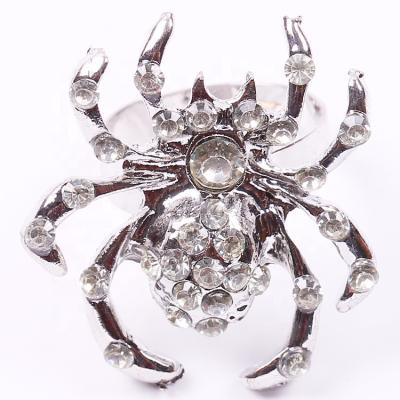 China Halloween Design Hot Sale Style Rhinestone Spider Alloy Punk Ring for sale