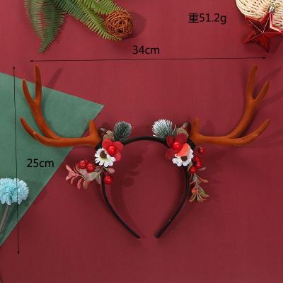 China Wholesale Custom Christmas Jewelry Cute Reindeer Antlers Flowers Modeling Headband for sale