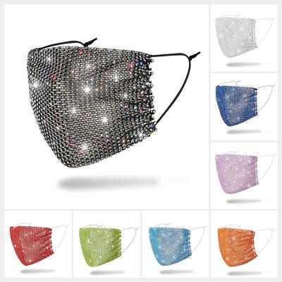 China Hanging Type Face Pure Sparkly Diamond Rhinestone Glitter Mesh Ear Face Costume Nightclub Masquerade Fashion Party for sale