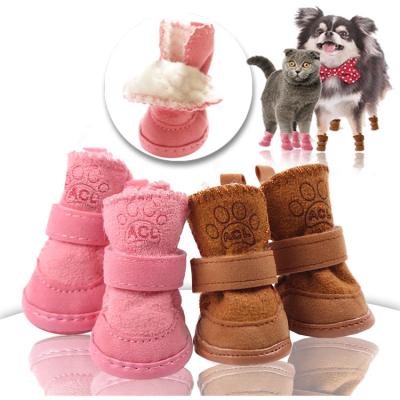 China Viable Teddy Puppies Snow Boots Warm Autumn Winter Supplies Pet Cotton Shoes Dog Shoes Cotton for sale