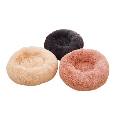 China Viable Wholesale Luxury Soft Plush Donut Pet Bed Warm Cushion Sofa Cat Dog Bed for sale