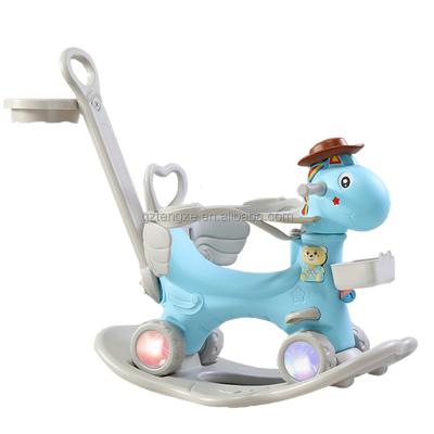 China ABS Electric Ride on Rock Toy Lights Sounds Storage Seat Learning Unicorn Riding Children Baby Kids Music Rocking Horse for sale