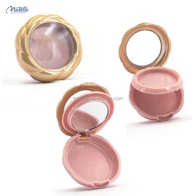 China Recyclable Rose Gold Flower Round Reusable Powder Snare Drum Makeup Plastic Cover Compact Case for sale