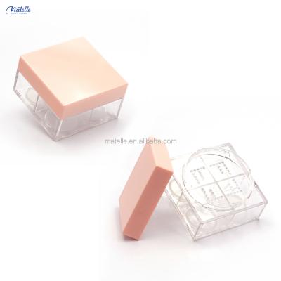 China Recyclable Loose Powder Case With Strainer Luxury Coral Custom Loose Powder Square Pink Empty Packaging for sale