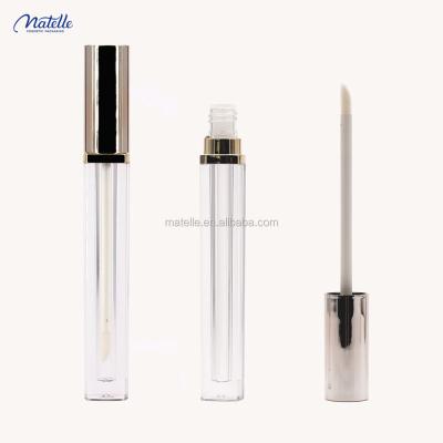 China Cosmetic Noble Silver Gray Clear Graceful Lid Square Cosmetic Tube For Lips Lip Gloss Tube 2ml for sale