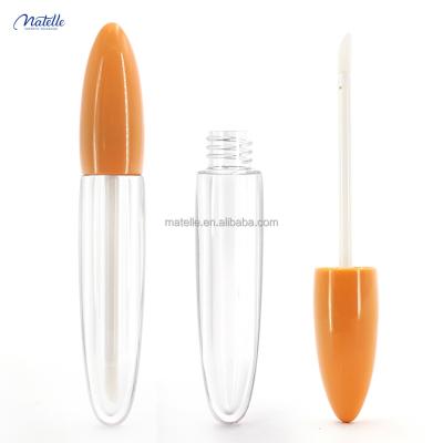 China Luxury Wholesale Liquid Orange Transparent Tube Cap Bottle Lip Gloss 5ml Lip Gloss Cosmetic Tube for sale