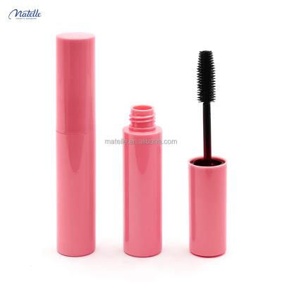 China Cosmetic Empty Refillable Tube 13ml Soft Pink Round Eyelash Mascara Single Tube With Brush for sale