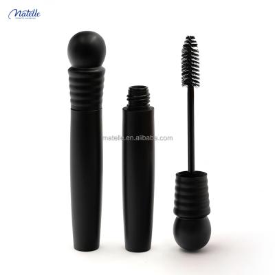 China Cosmetic Round Ball On Cap Serum Mascara Tube With Brush 4ml Matte Black Plastic Mascara Wand Tube for sale