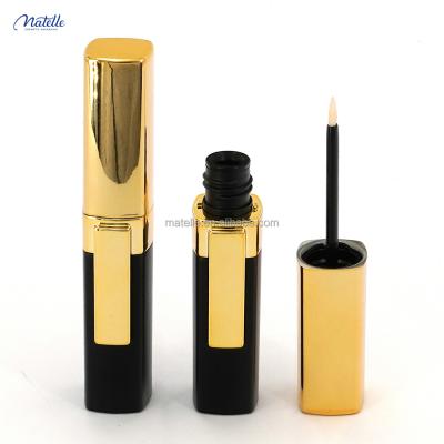 China Luxury Style Gold Cap Square 8ml Cosmetic Waterproof Empty Eyeliner Tube Black Custom Eyeliner Tube for sale