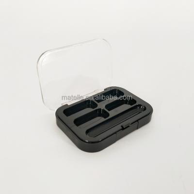 China Recyclable Pigment Case For Eyes Painting Clear Lid 4 Colors Rectangle Black Eyeshadow Case Hot Sale for sale