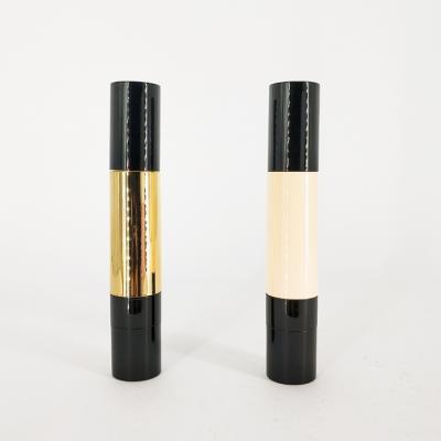 China Squeeze cylinder facial cc/bb cosmetic tube with brush 2 in 1 cap medium black gold concealer tube for sale