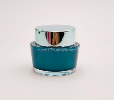 China Custom Cosmetic Jar Face Cream Makeup Packaging Round Silver Blue Mix Skin Care Jar 50g for sale