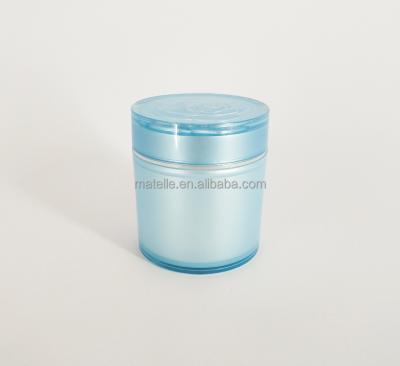 China Sky Blue 120g Cosmetic Fresh With Flower Pattern On Lid Twistable Round Skin Care Cosmetic Jar for sale