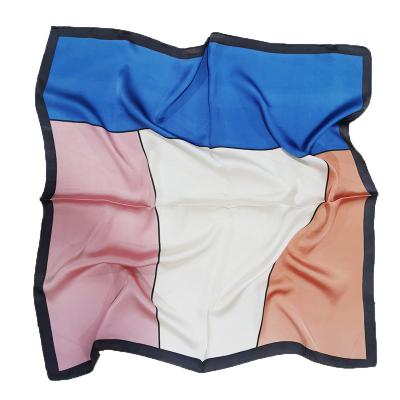 China Custom Printing Women Gauze Party Square Scarf From New Factory Lady Friendly Satin Color Mix Skin Foulard Low MOQ for sale