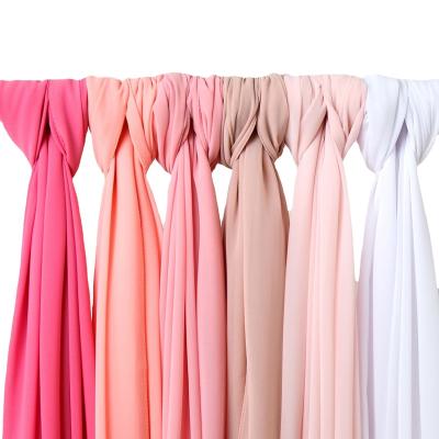 China Wholesale Custom Pure Color Luxury Elegant Soft Silk Like Taupe White Custom Made Luxury Long Chiffon Women's Stoles Ladies Silk Scarf for sale