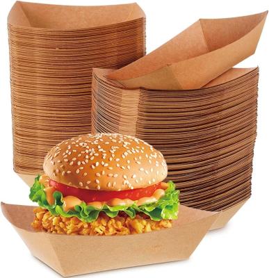 China Recyclable Wholesale Snack Bar Corrugated Ship Lunch Box Kraft Paper Disposable Fast Food Paper Box for sale