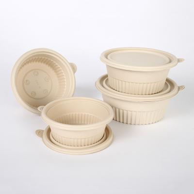 China 100% Food Grade Materials Biodegradable Soups Sugar Cane Sugarcane Bagasse Disposable Salad Bowl With Lid for sale