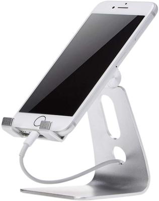 China Adjustable Adjustable Foldable Mobile Phone Holder Aluminum Desktop Stand Holder with Anti-skid Base and Convenient Charging Port for sale