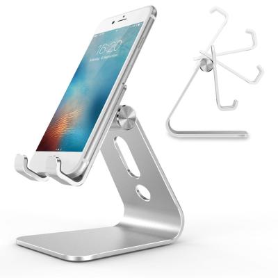 China Adjustable Cell Phone Stand, Aluminum Desktop Cell Phone Stand with Anti-Slip Base and Convenient Charging Port HP-ST-001 for sale