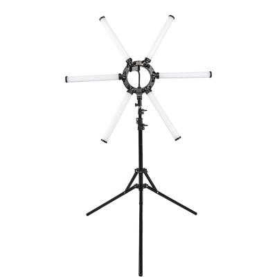 China Professional ABS+PC+Aluminum Alloy Photographic Light 36 Inch Bend Big Six Tube Lights With 88CM Tripod Selfie Ring Light Led for sale