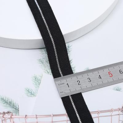 China High tenacity china factory custom 18mm polyester spandex silver black elastic binding strap for clothes cuff collar for sale