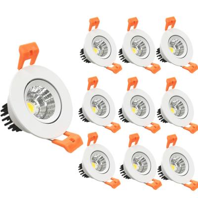 China Modern 10 Pack 3W CRI80 LED Downlight Recessed Light COB Ceiling Light Cutout 2 Inch (51mm) 3000K-3500K Warm White for sale