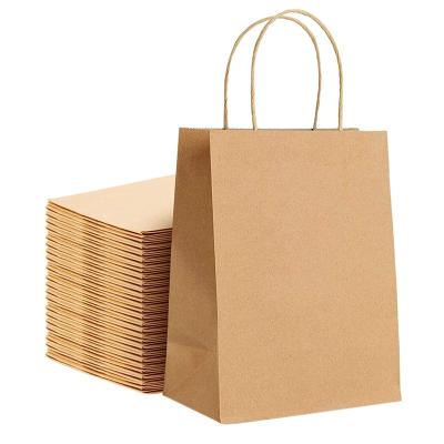 China Recyclable Shopping Bag Brown Kraft Paper Bag With Your Own Logo With Handle for sale