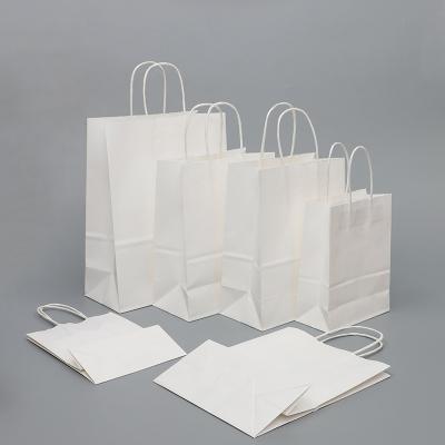 China Recyclable Custom Paper Food Kraft Paper Bags With Handle , White Paper Bag With Printed for sale