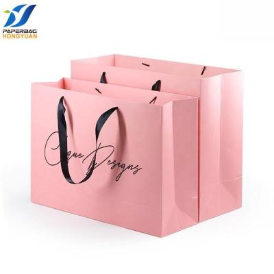 China Pink Custom Printed Custom Made Reused Matte Laminated Retail Shopping Euro Tote Paper Bag With Logos for sale