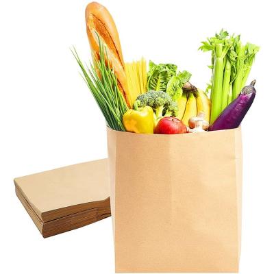 China Hot Sale Recyclable Customize Design Kraft Paper Bag Food Grade Fruit Material Vegetable Bread Shopping Packaging Bags for sale