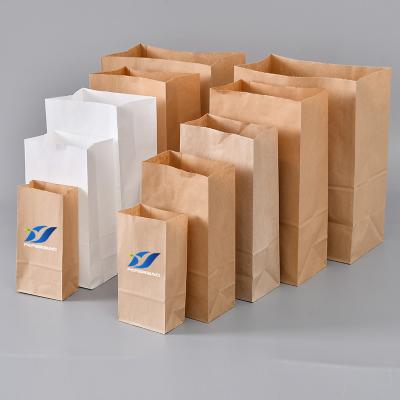 China Recyclable Custom Logo Printing Wholesale Grocery White Brown Kraft Gift Bags Handleless Industrial Items Outer Packaging for sale