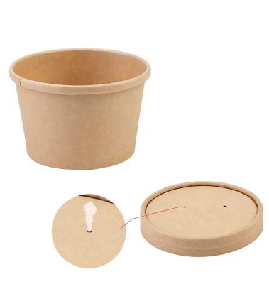 China Biodegradable Take Away Kraft Paper Food Container Leak Proof Paper Lunch Box For Noodle Salad Package Box for sale