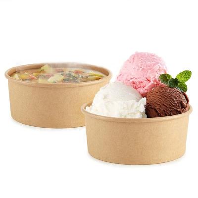 China Disposable Kraft Paper Food Containers With Lids Vented To Go Hot Soup Bowls Custom for sale