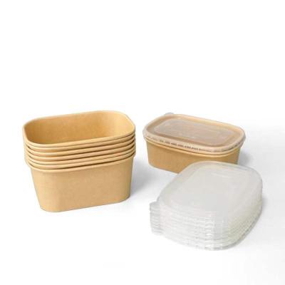 China Disposable Kraft Paper Food Containers Box Packaging Rectangle Disposable Bowl For Biodegradable Food for sale