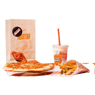 China Cheap Biodegradable Custom Printed Personalized Corrugated Kraft Paper Fry Burger Pizza Boxes Takeout Paper Bag for sale