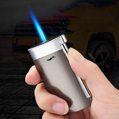 China Custom Windproof Mini Gas Lighter Cigarette Lighter Metal Blue Flame Lighter Torch For Cigar for sale