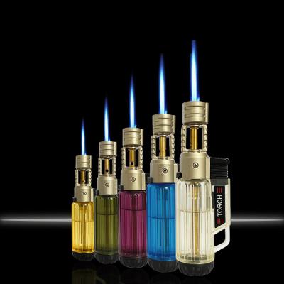 China Strong Windproof Gas Lighter 5 Color Blue Flame Torch Lighter Spray Gun Straight Lighter Custom for sale