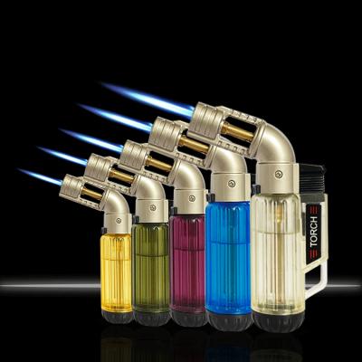 China Custom Large Torch Creative Blue Flame Gas Lighter Gas Lighter Metal Elbow Spray Gun Feuerzeug for sale