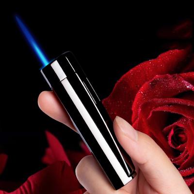 China Gas Lighter Latest Plating Blue Flame Torch Windproof Lighter With Sensitive Switch for sale