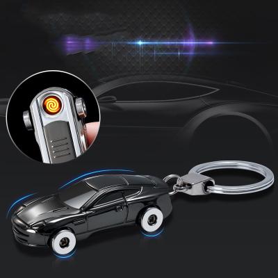 China Custom Key USB Car Boutique Lighter Gas Tungsten Cigarette Rechargable Charging Lighter Chain Lighter for sale